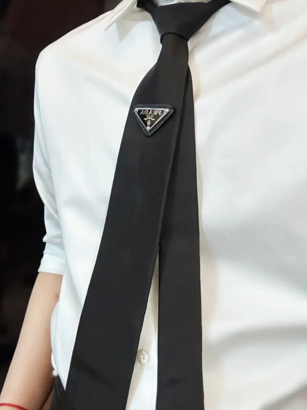 Prada Black Tie💟 Triangle Logo(Gift Box Included) Business Professional 💦 - Picture 2 of 8